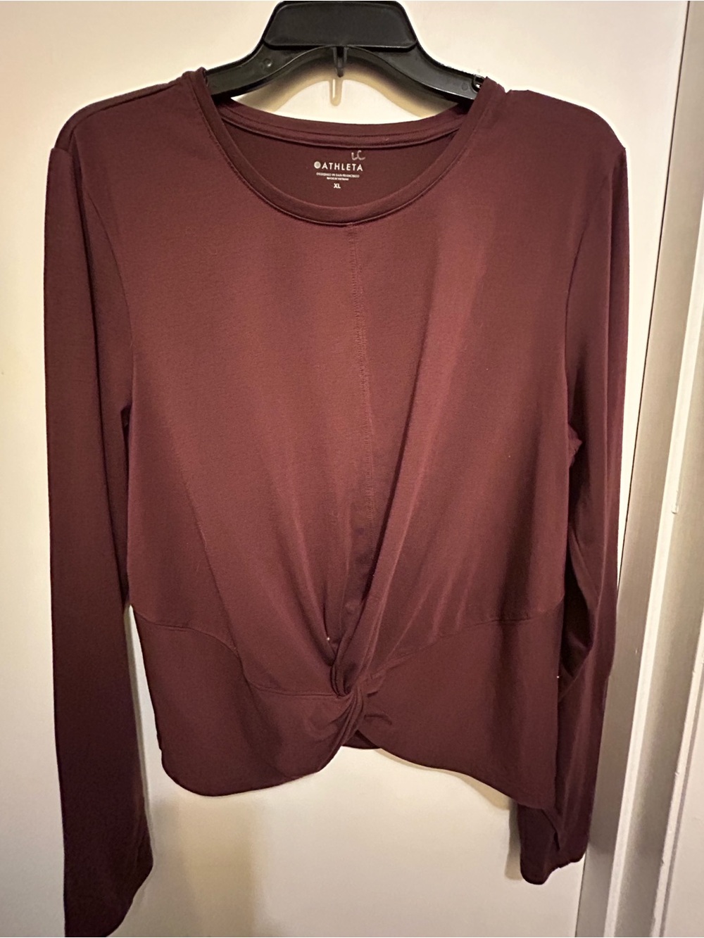 Athleta Women’s Long-Sleeve Maroon Twist-Knot Top, Sz XL